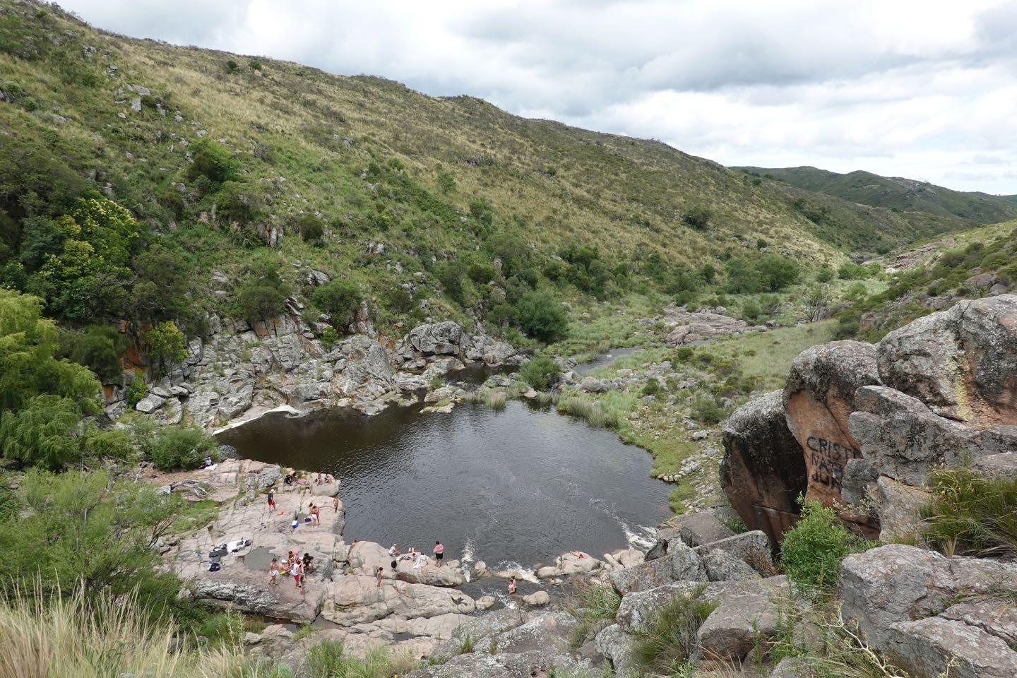 Panoramic view from the natural pool on the Cascada de Olaen.